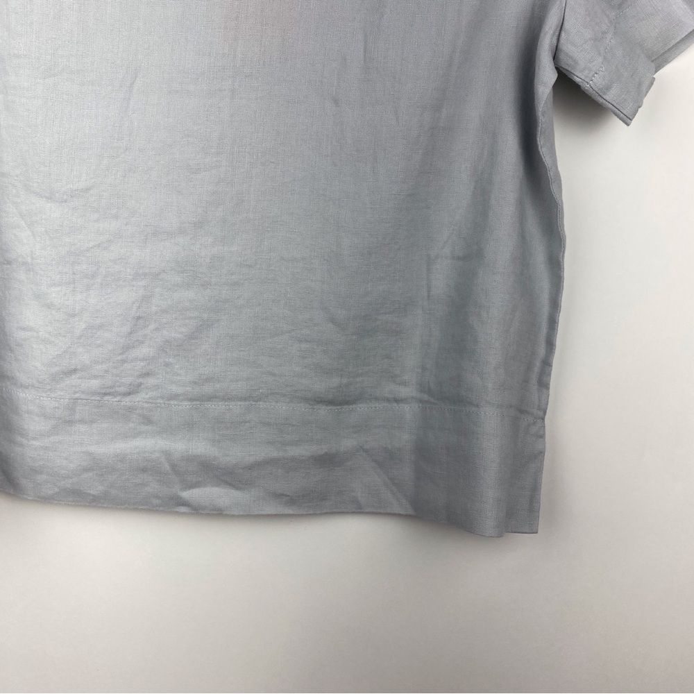 NWT Quince Women's 100% European Linen Short Sleeve Shirt XS Button Up Blue Mist - Picture 9 of 14